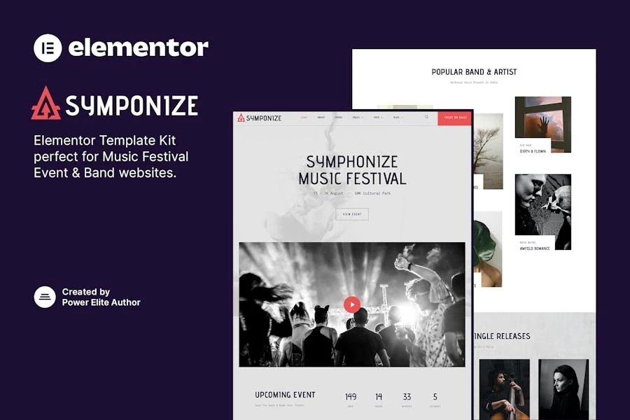 Symphonize - Template Kit de Elementor de banda y evento de festival de música