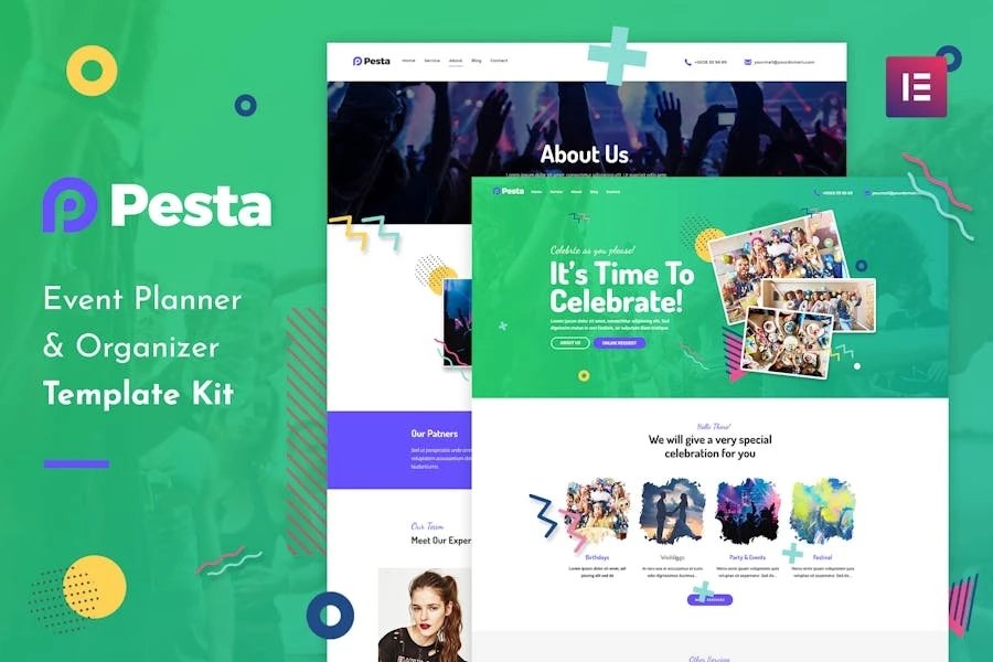 Pesta Kit - Planificador y organizador de eventos Elementor Template Kit