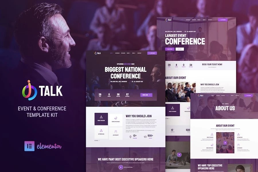 iTalk - Template Kit Elementor para eventos y conferencias