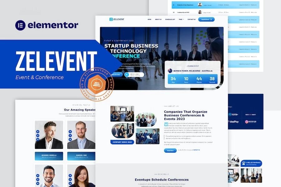 Zelevent - Kit de plantillas Elementor para eventos y conferencias
