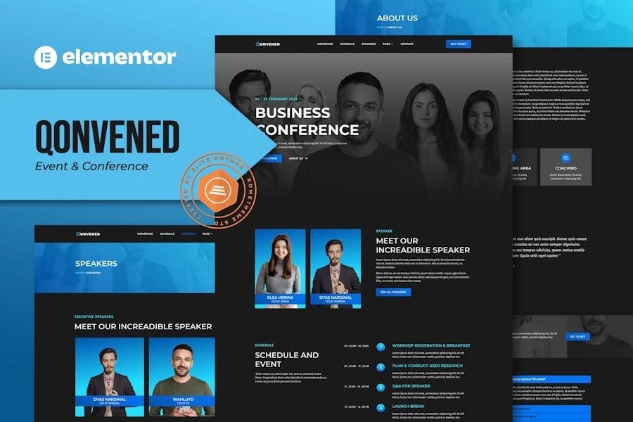 Qonvened - Template Kit de Elementor para eventos y conferencias