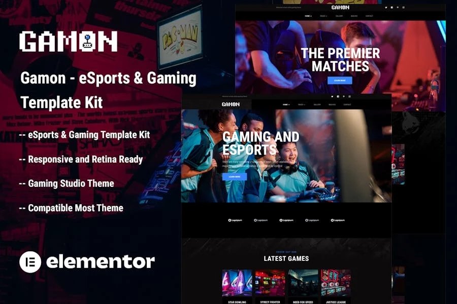 Gamon - Template Kit Elementor para deportes electrónicos y juegos