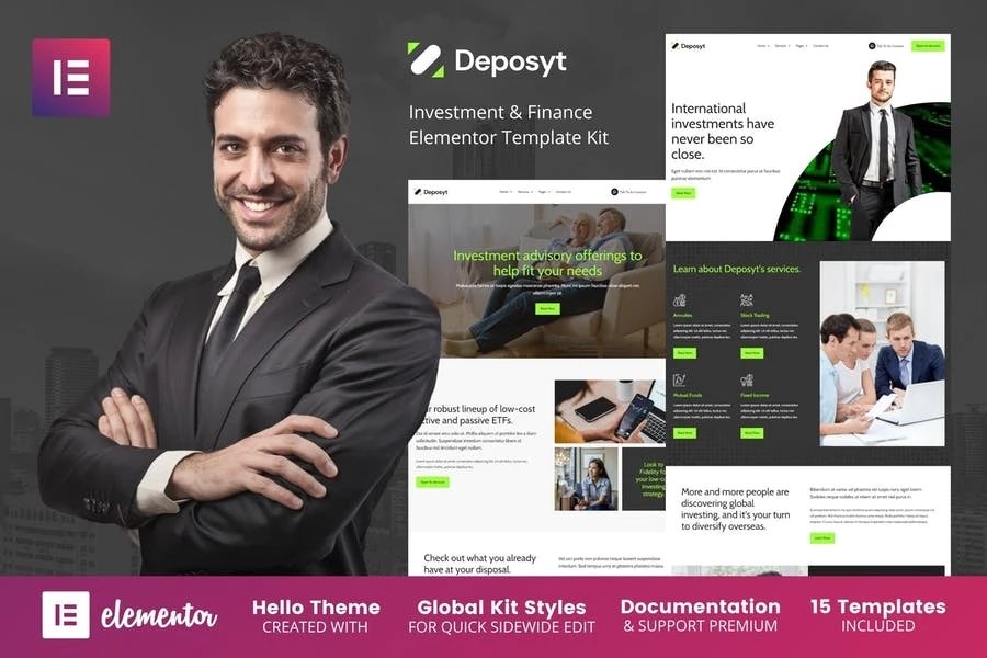 Deposyt - Kit de plantillas Elementor Pro para inversiones y finanzas