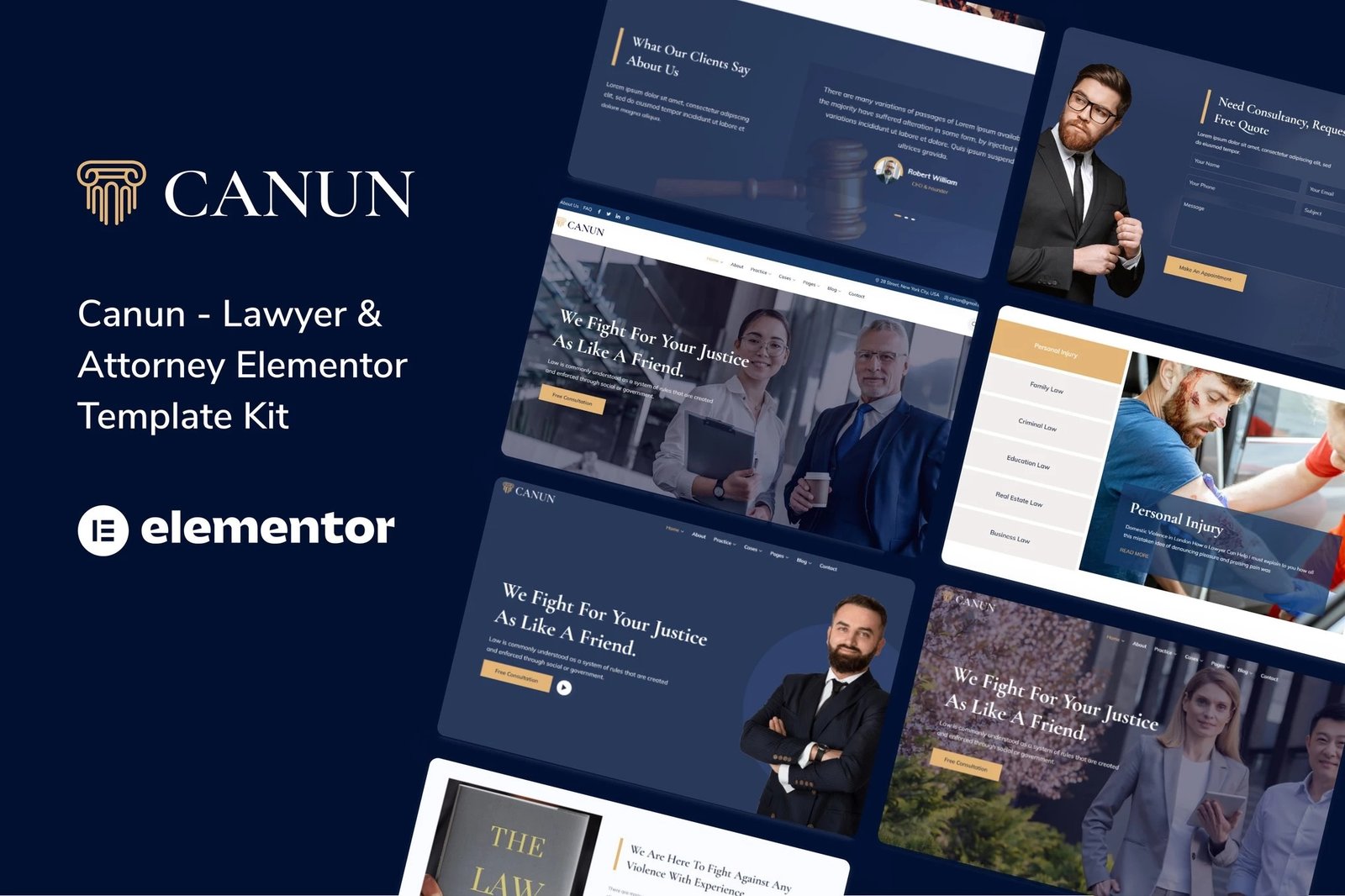 Canun Kit de plantillas Elementor para abogados, abogados y bufetes de abogados