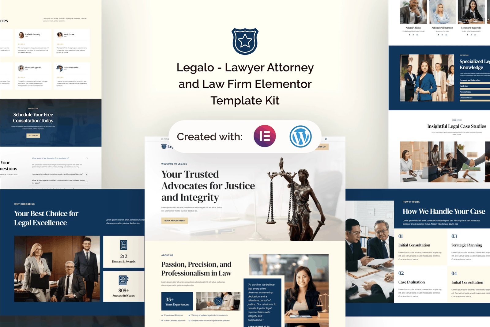 Legalo - Kit de plantillas Elementor para abogados, abogados y bufetes de abogados