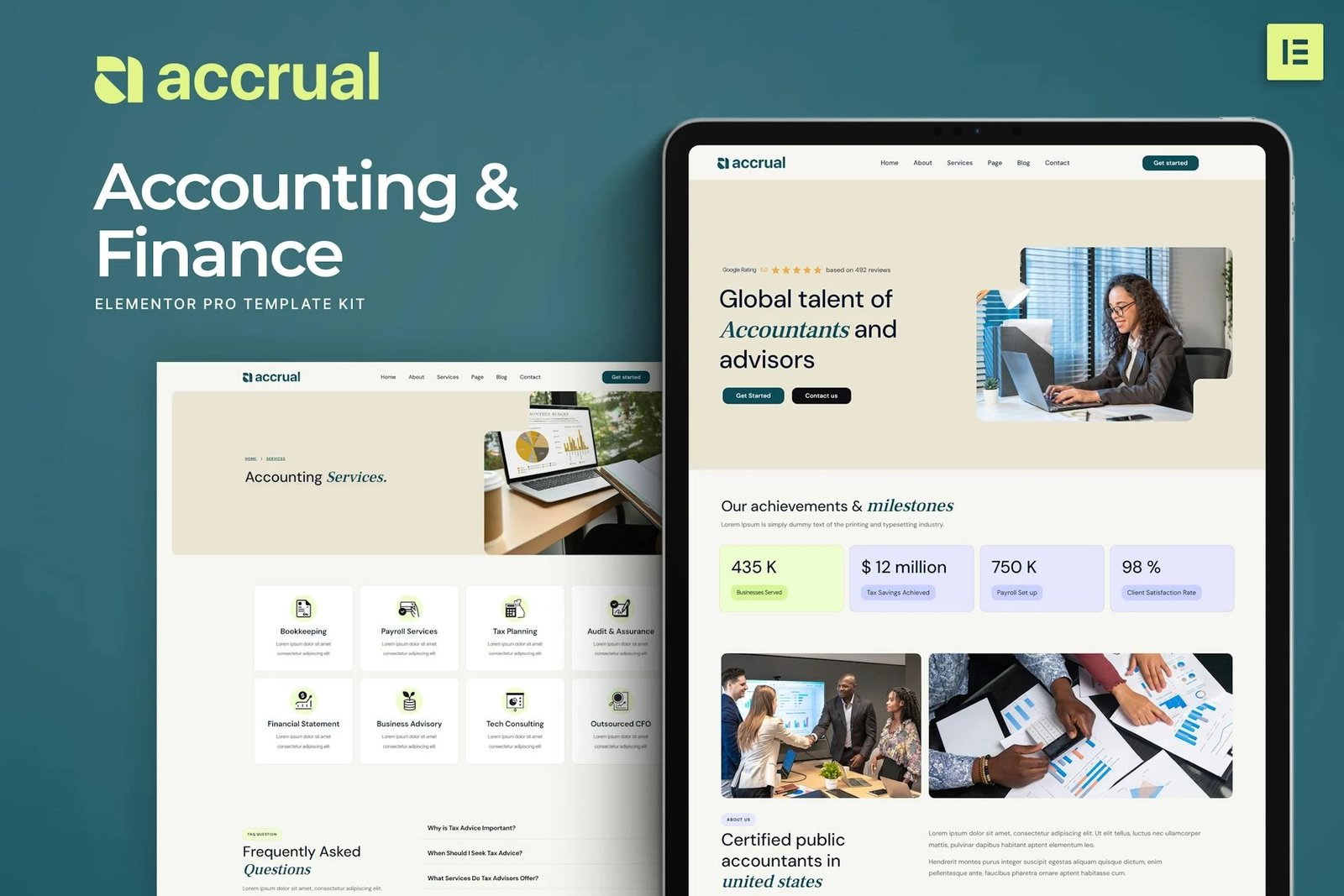 Accrual - Kit de plantillas Elementor para contabilidad y finanzas