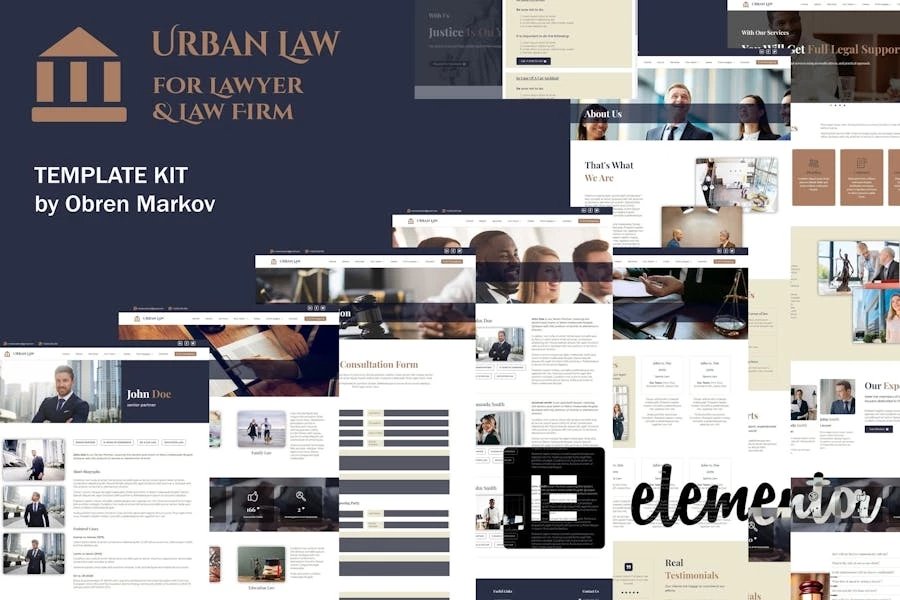 Urban Law - Kit de plantillas Elementor para abogados y bufetes de abogados