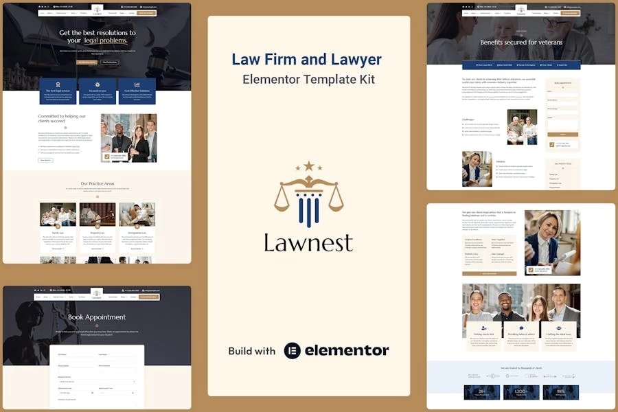 Lawnest - Template Kit Elementor Pro para bufete de abogados y abogados