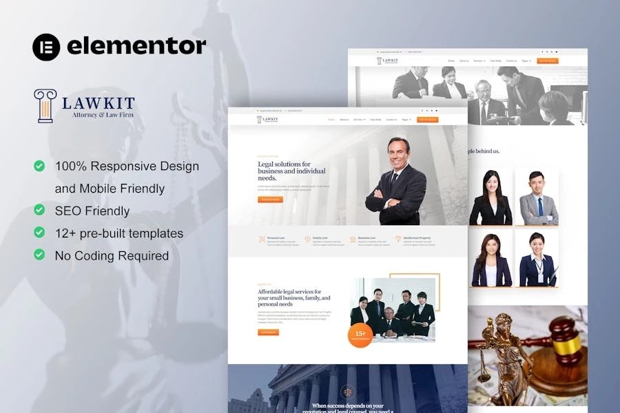Lawkit - Template Kit Elementor para bufetes de abogados