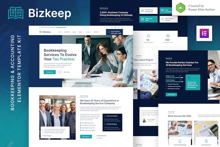Bizkeep - Template Kit Elementor del servicio de contabilidad y contabilidad