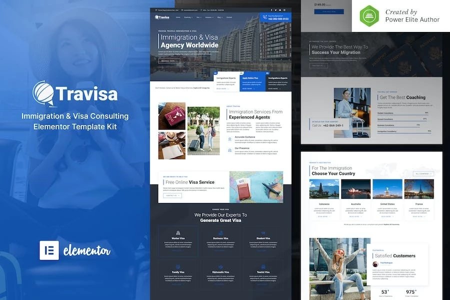 Travisa - Template Kit Elementor de Consultoría de Inmigración y Visas