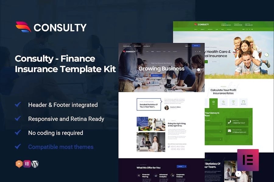 Consulty - Template Kit Elementor de consultoría financiera