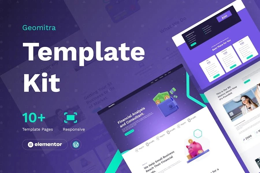 Geomitra - Template Kit de Creative Financial Elementor Pro