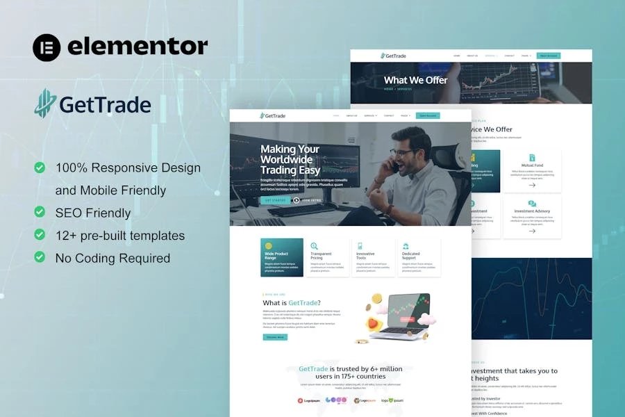 GetTrade - Template Kit de elementos de comercio e inversión