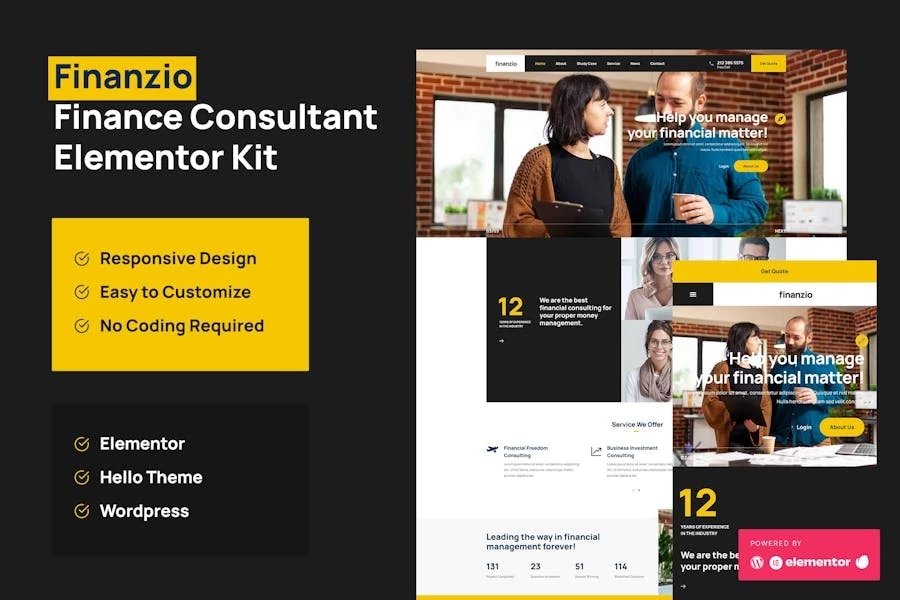 Finanzio - Template Kit Elementor para asesores financieros