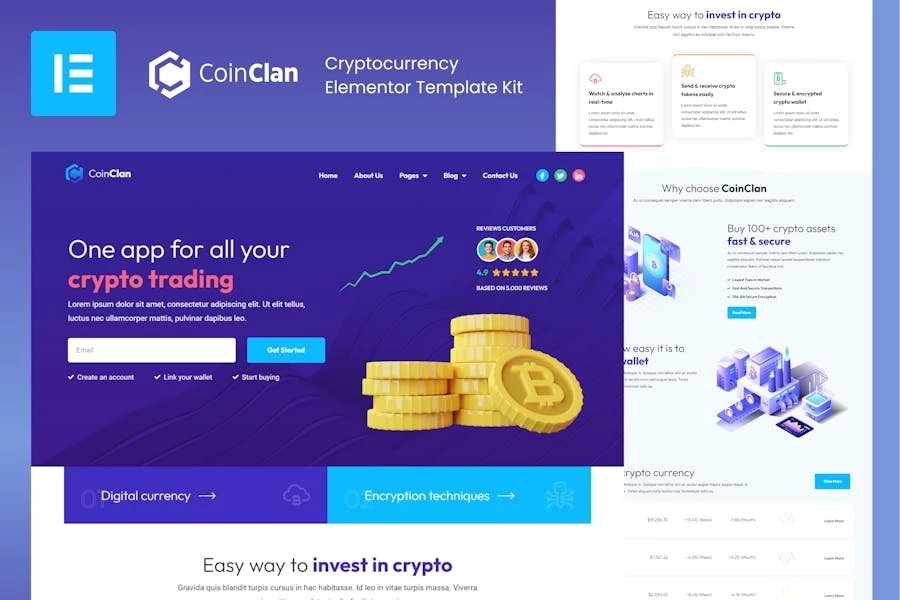 CoinClan - Template Kit Elementor para criptomonedas