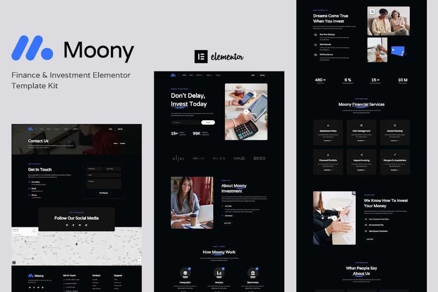 Moony - Template Kit Elementor para finanzas e inversiones