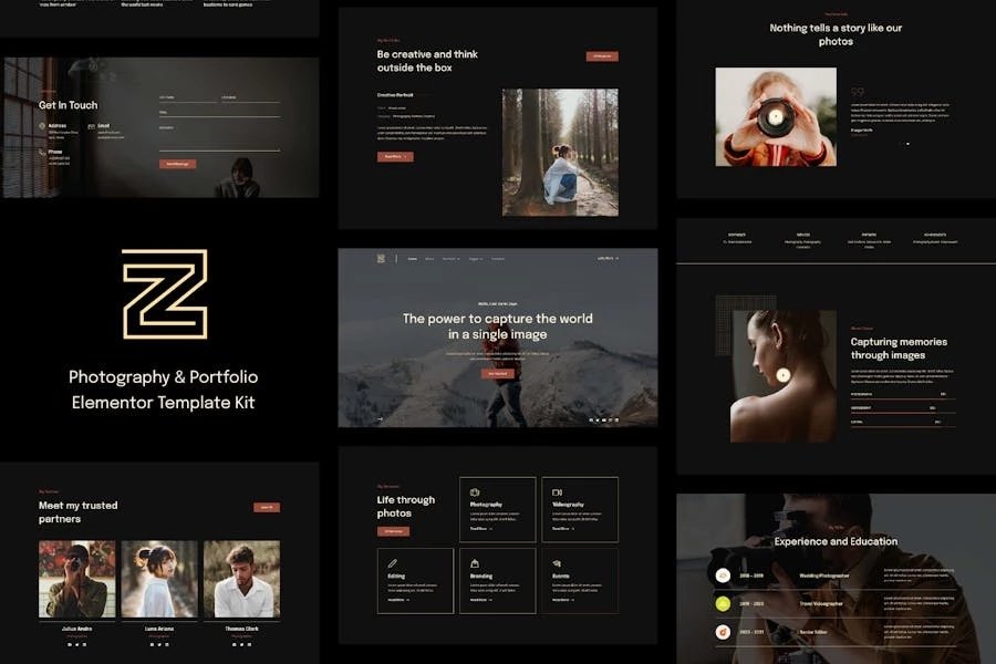 Zenin - Template Kit Elementor para fotografía y Porfolio