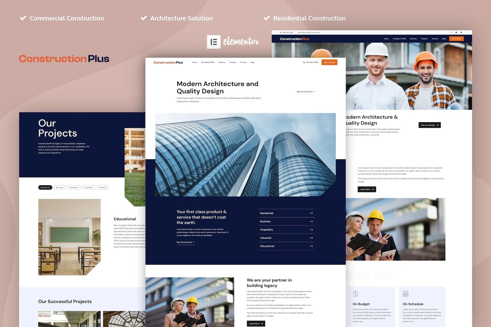 Construction Plus - Kit de plantillas Construction Elementor Pro