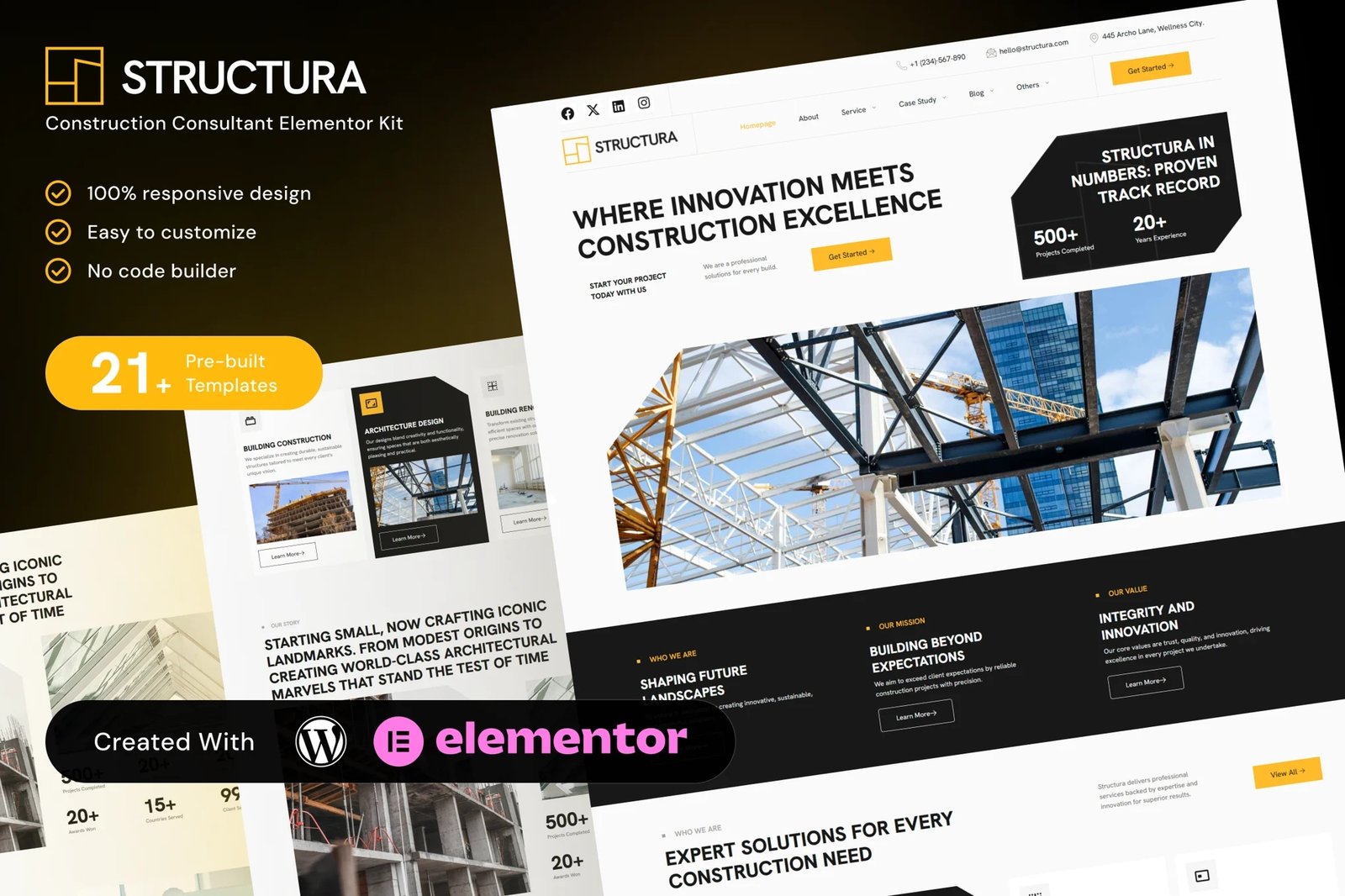 Structura - Kit de plantillas Elementor para consultores de construcción