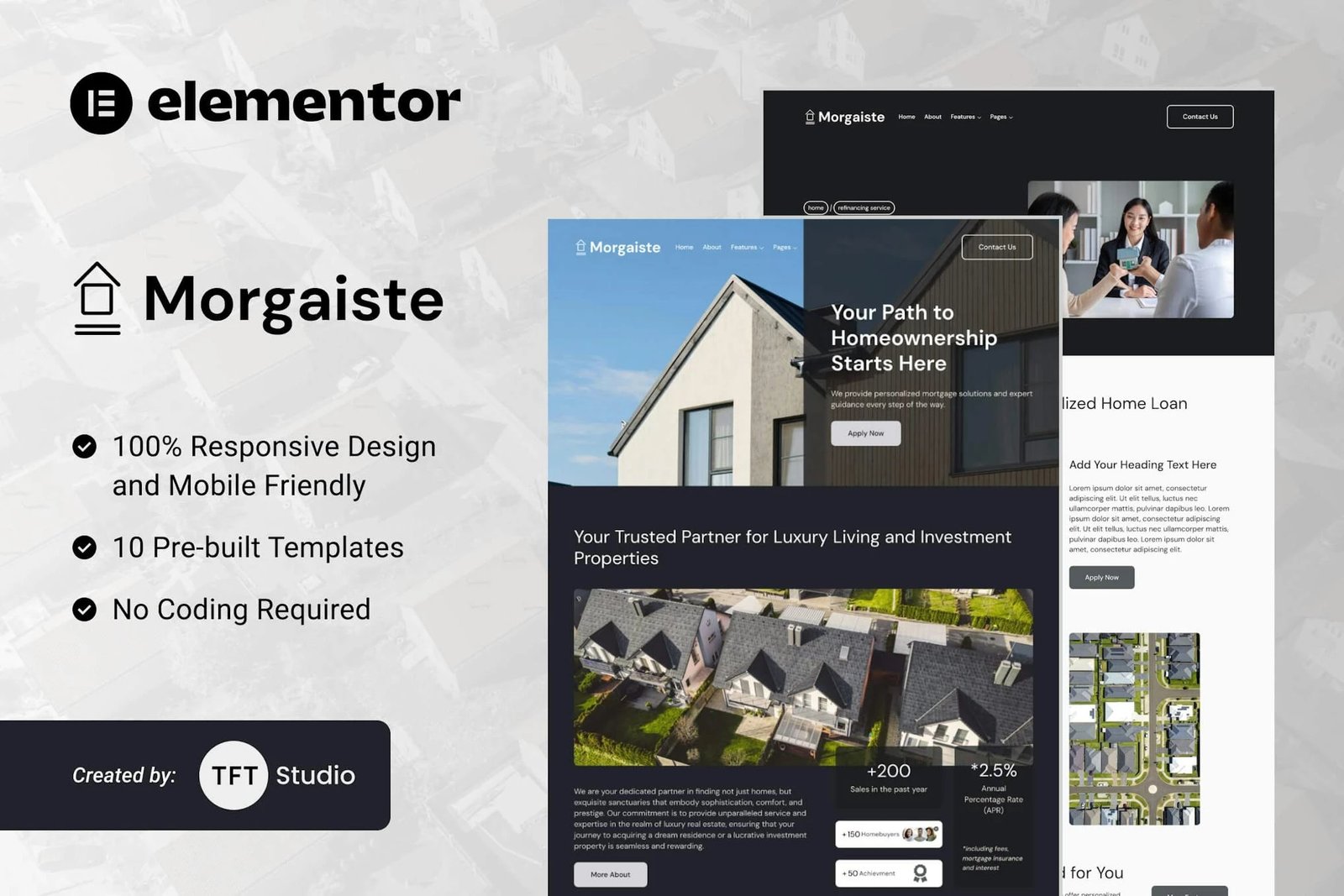 Morgaiste - Kit de plantillas Elementor para soluciones hipotecarias inmobiliarias