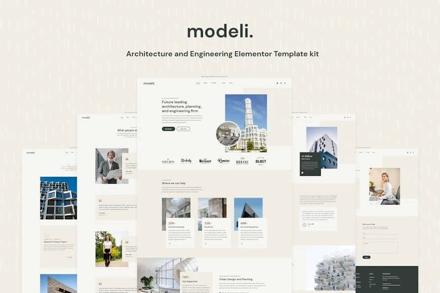 Modeli - Kit de Plantillas Elementor de Arquitectura e Ingeniería