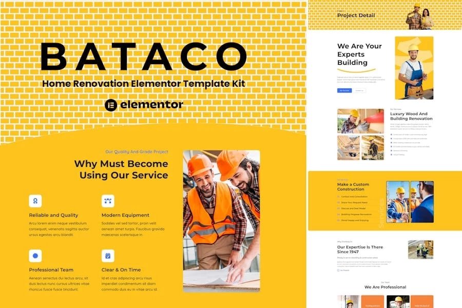 Bataco - Template Kit Elementor para renovación y construcción de viviendas