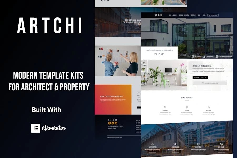 Artchi - Template Kit Elementor de arquitectura moderna