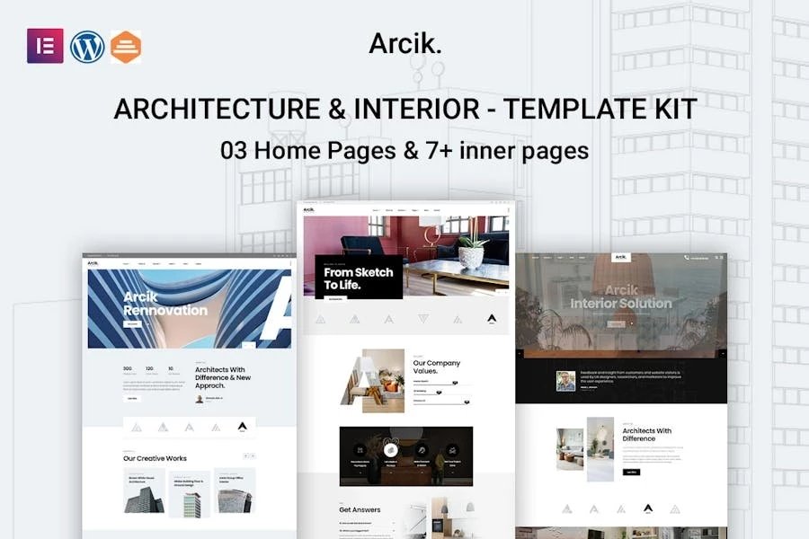 Arcik - Template Kit de arquitectura e interiores Elementor