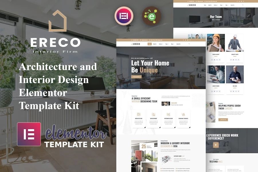 Ereco - Template Kit Elementor para arquitectura y diseño de interiores