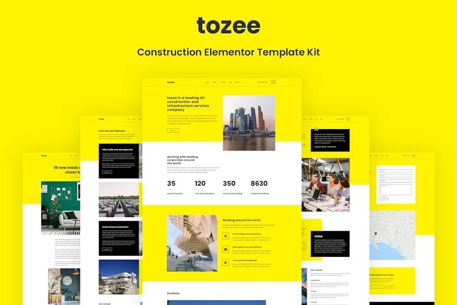 Tozee - Kit de plantillas Construction Elementor