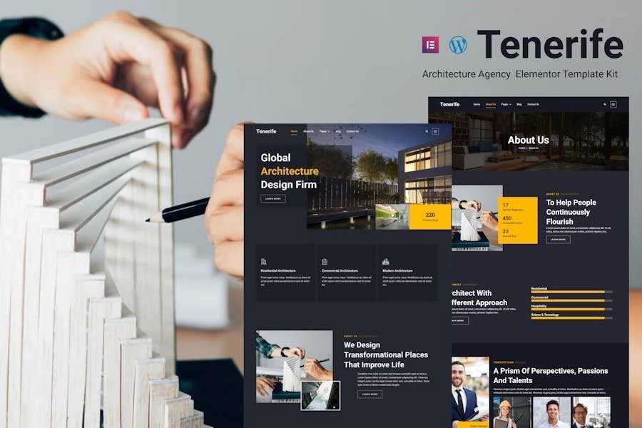 Tenerife - Template Kit Elementor para Agencia de Arquitectura