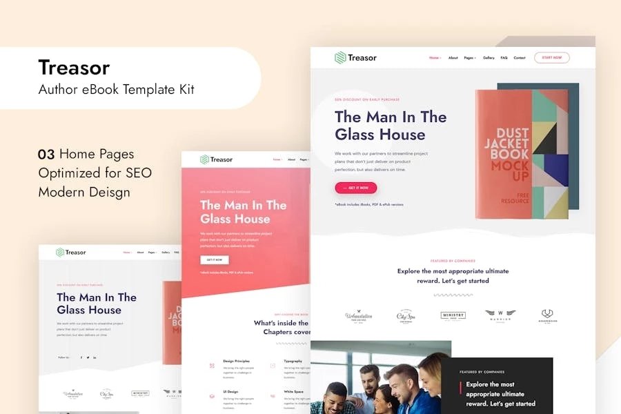 Treasor - Template Kit eBook de autor Elementor