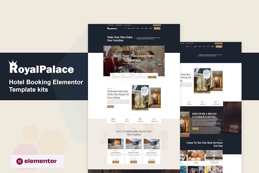 Royalpalace - Template Kit Elementor Pro para reservas de hotel