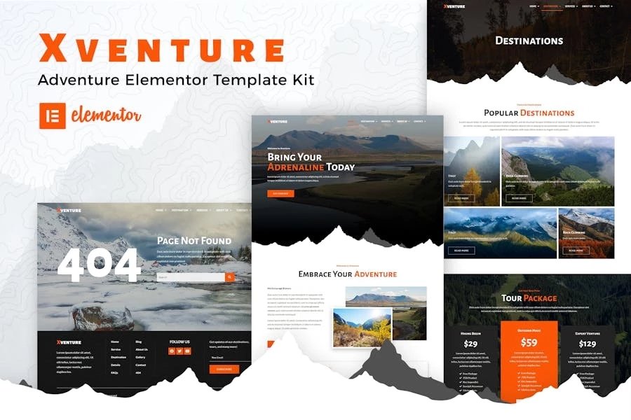 Xventure - Kit de plantillas de Travel Elementor
