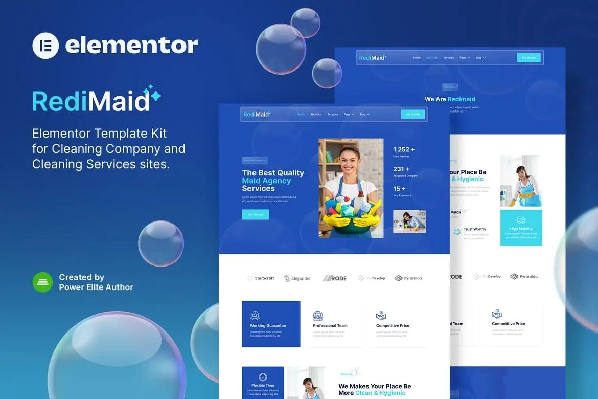 Redimaid - Template Kit Elementor para Agencia de limpieza y servicio de limpieza