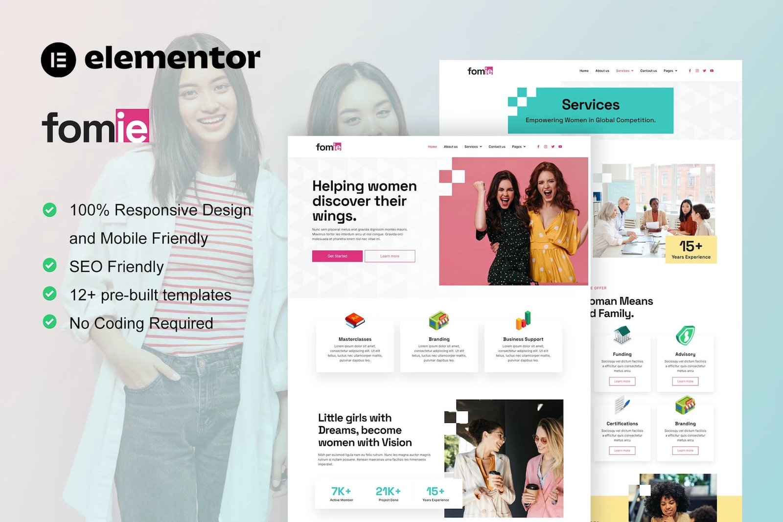 Fomie - Template Kit Elementor para mujer de negocios