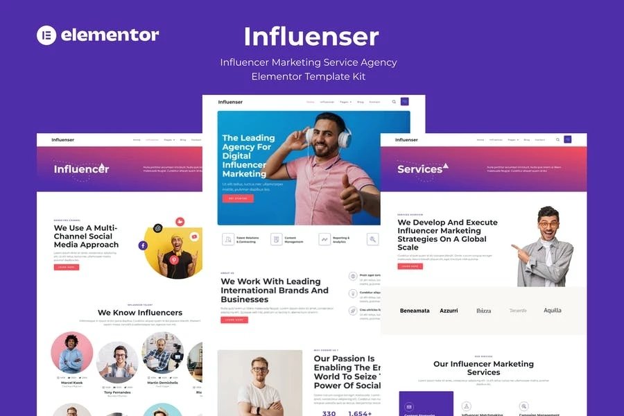 Influenser - Template Kit de Elementor para Agencia de servicios de marketing de