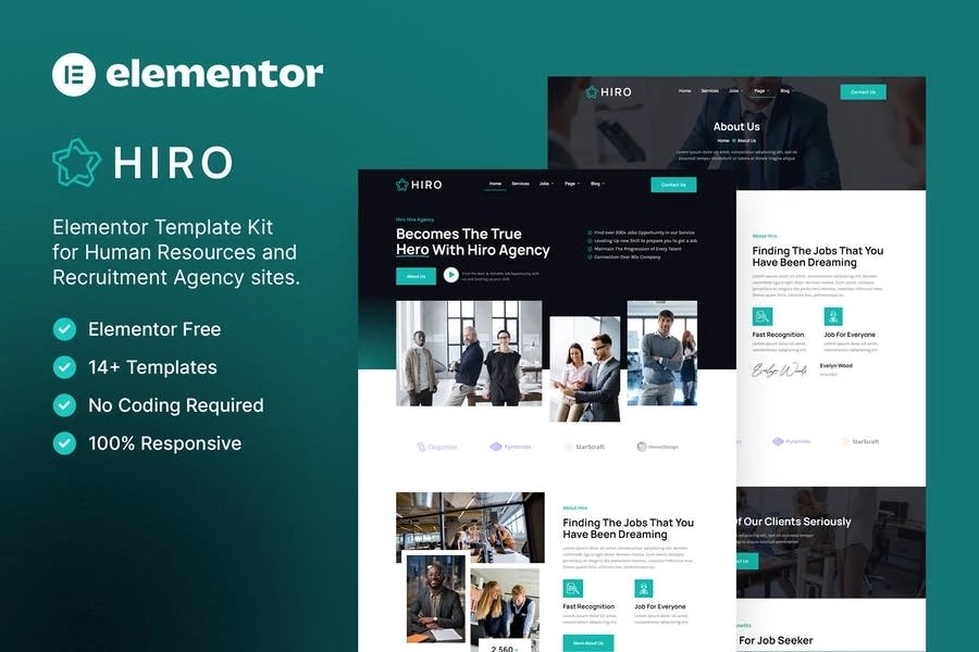 Hiro - Template Kit Elementor para Agencia de recursos humanos y contratación