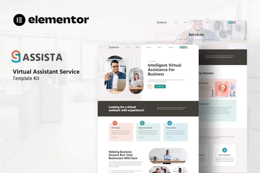 Assista - Template Kit Elementor del servicio de asistente virtual