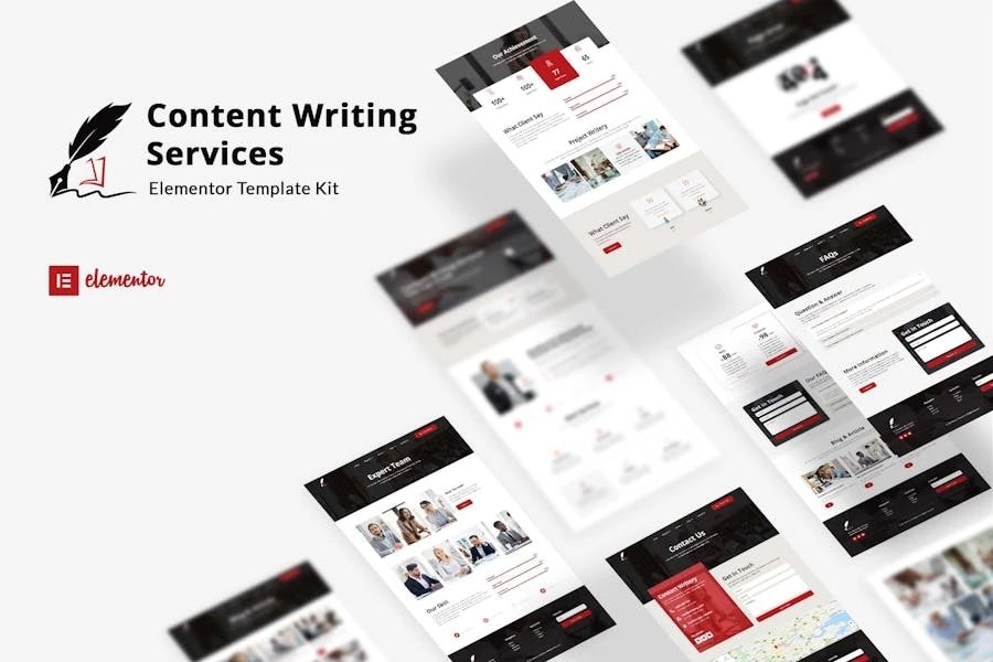 Writery - Template Kit Elementor del servicio de redacción de contenido