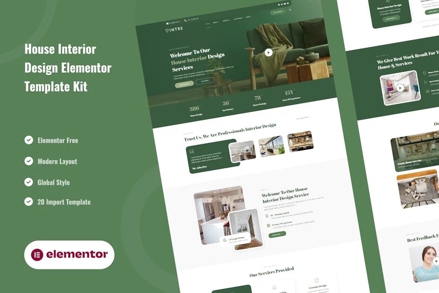 Template Kit Elementor de Intre - House Interior Design Service