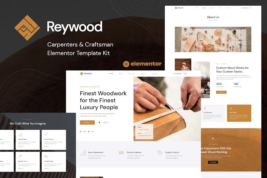 Reywood - Template Kit Elementor para carpinteros y artesanos
