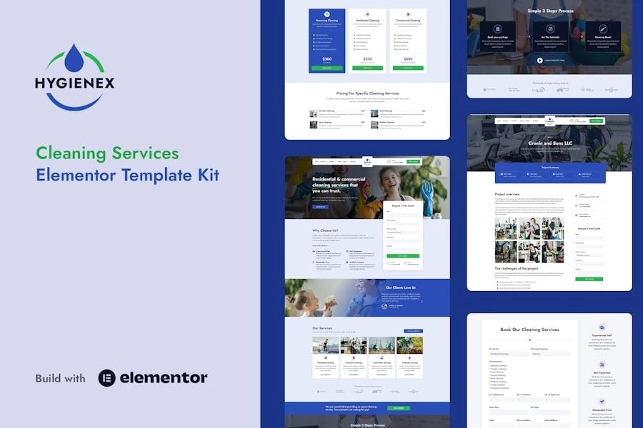 Hygienex - Template Kit Elementor para servicios de limpieza