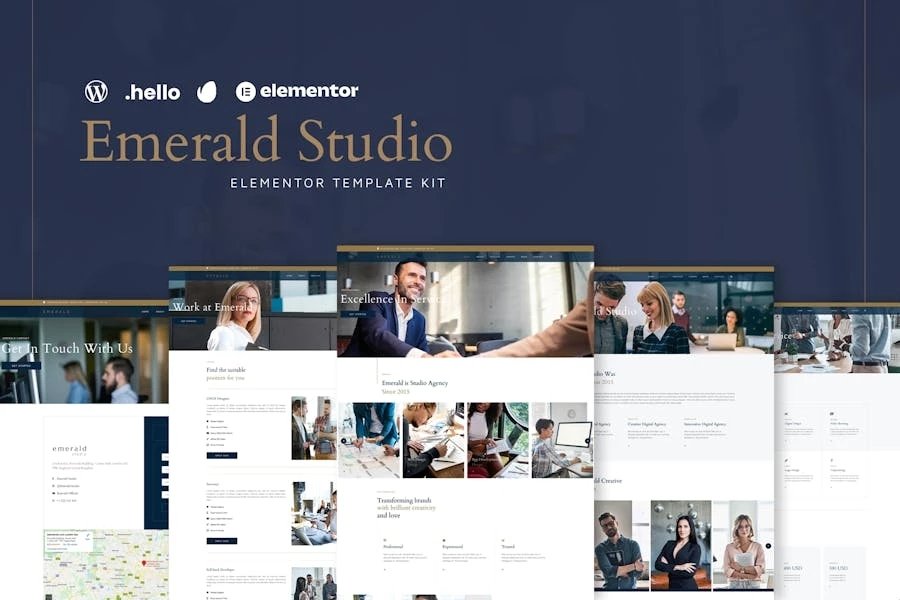 Emerald Studio - Template Kit de Elementor para agencias digitales