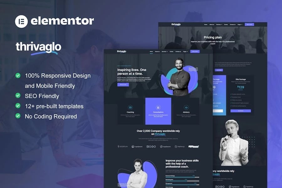 Thrivaglo - Template Kit Elementor para entrenadores de negocios