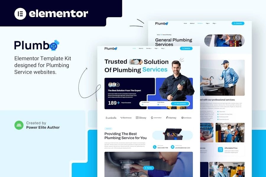Plumbo Template Kit Elementor para servicios de fontanería