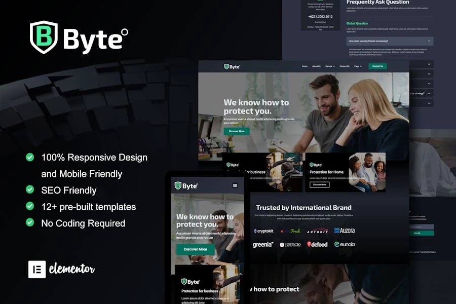 Byte - Kit de plantillas Elementor para empresas de ciberseguridad