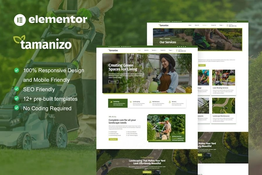 Tamanizo - Template Kit Elementor para jardinería y paisajismo