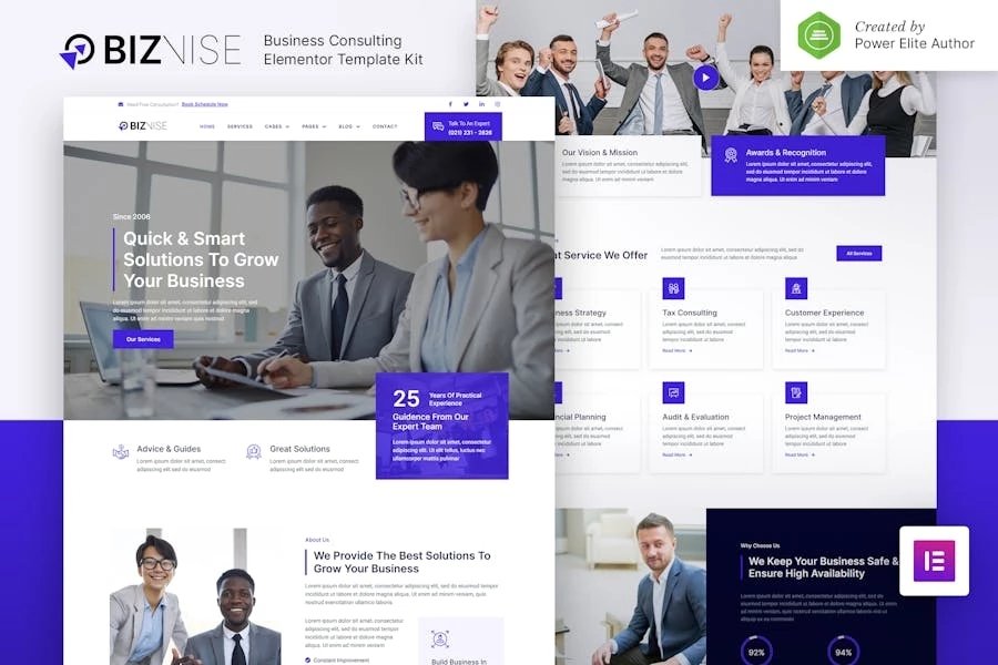Biznise Kit de plantillas Elementor de consultoría empresarial